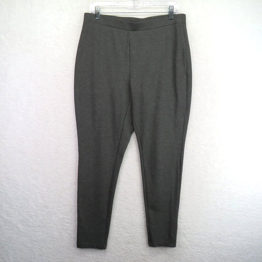 Chicos Pants Womens Size 12 Dark Gray Ponte Trousers Stretch